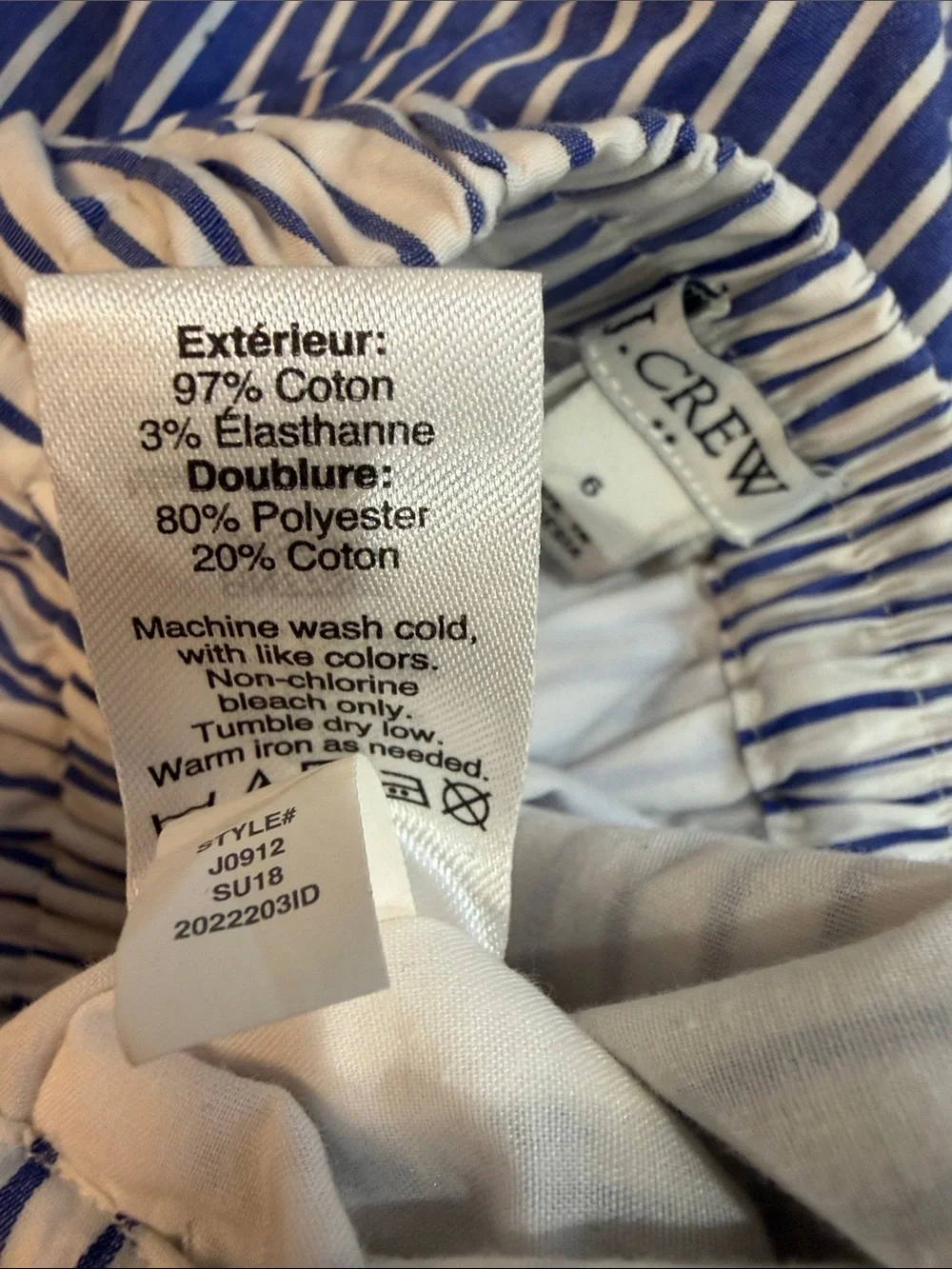 J Crew Striped Fit & Flare Blue/White Ruffle Hem Women's Skirt, 6 Nautical Chic